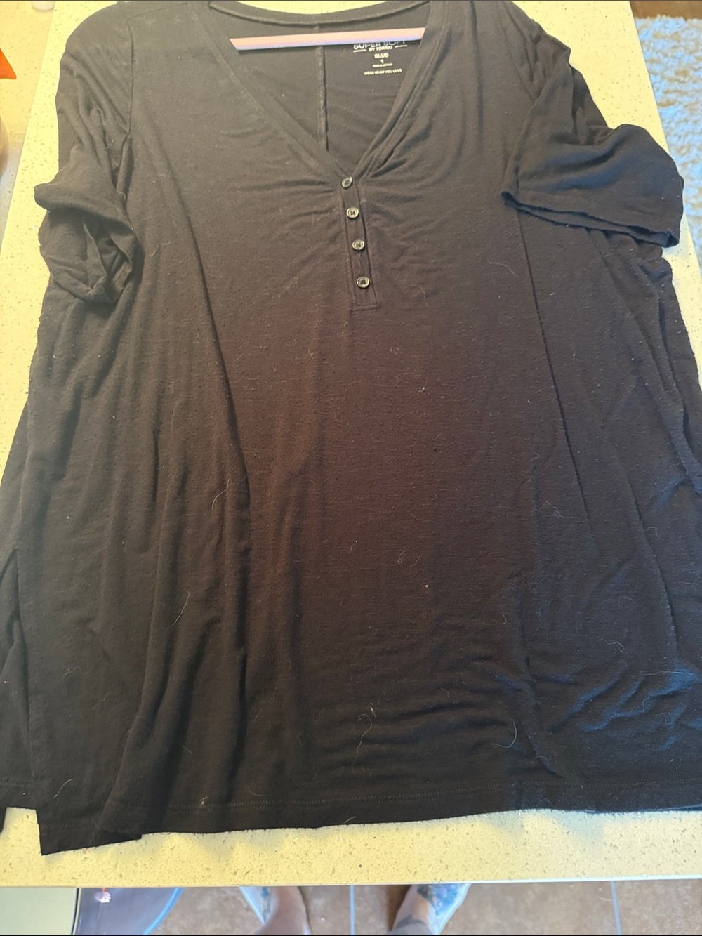 torrid Black Short Sleeve Henley Top